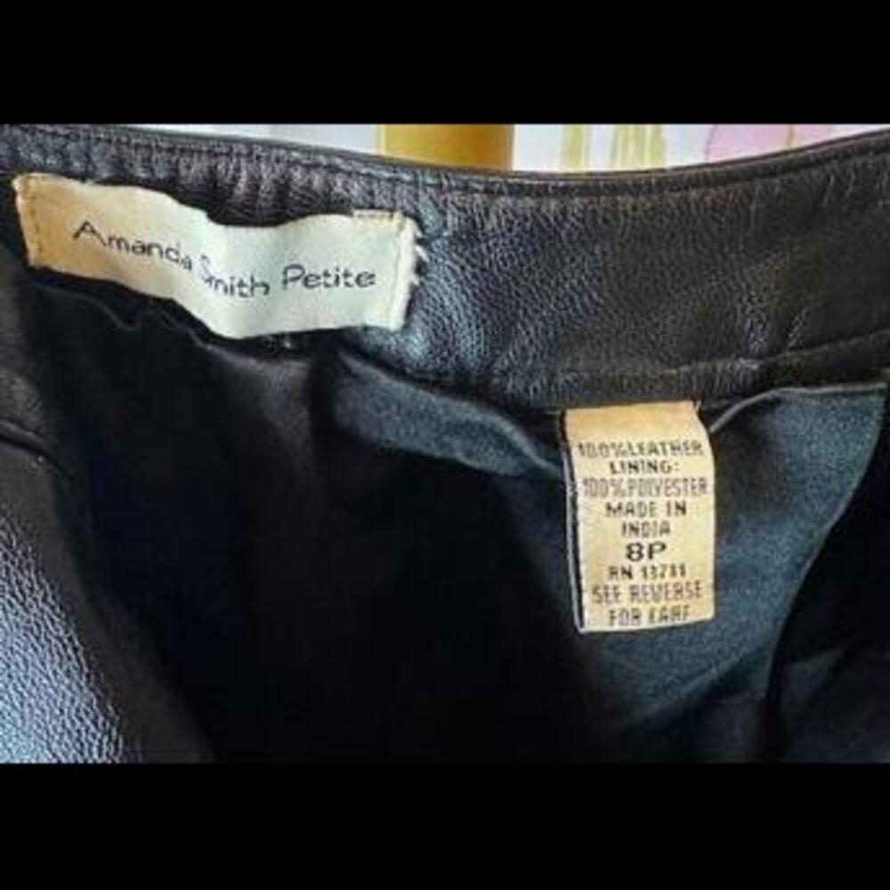 Leather 1990's Vintage High Waisted Pants by AMANDA SMITH PETITE, Size 8 Petite - Picture 4 of 4